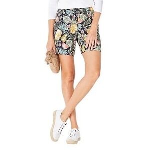 J Jill Women's Floral Tropical melon Fruit Print Drawstring Waist Shorts Size‎ M